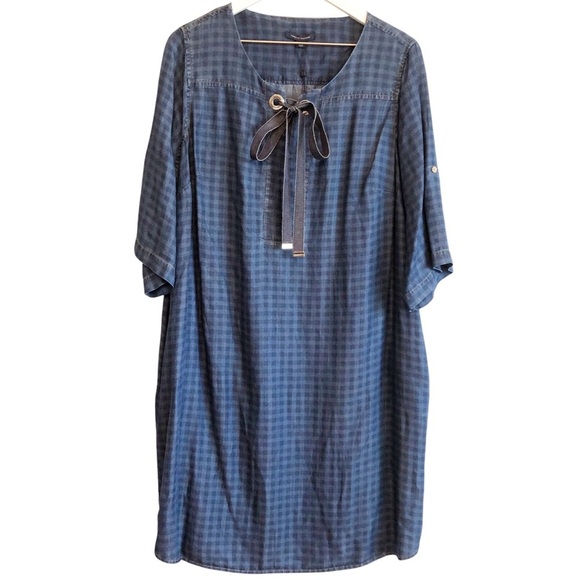 Tommy Hilfiger Linear Thinking Denim Shift Dress‎ NWT - Picture 1 of 8